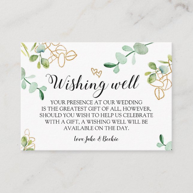 Greenery Wedding Wishing Well Card Begleitkarte (Vorderseite)