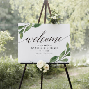 Greenery Welcome Wedding Sign Poster