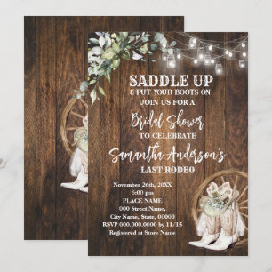 Greenery Western Cowgirl Saddle Up Brautparty Einladung