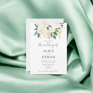 Greenery White Blume Script Wedding Einladung