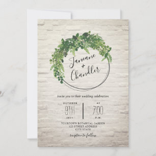 Greenery White Brick Circle Wedding Einladung