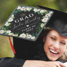 Greenery White Floral | Klasse des Hochschulabschl