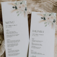 Greenery White Floral Wedding Menu VICTORIA