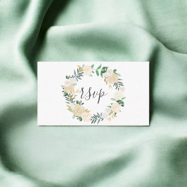 Greenery White Floral Wreath Wedding RSVP Begleitkarte
