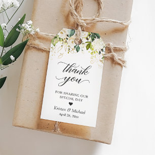 Greenery White Rose Floral Gastgeschenk Hochzeit V Geschenkanhänger
