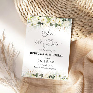 Greenery White Roses Wedding Speichern Sie die Dat Save The Date