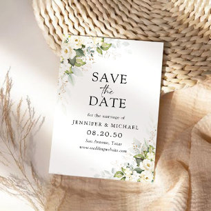 Greenery White Roses Wedding Speichern Sie die Dat Save The Date