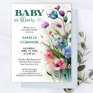 Greenery Wild Blume Baby in Bloom Baby Shower Einladung