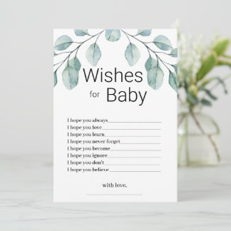 Greenery Wishes for Baby Shower Game Einladung