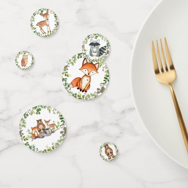 Greenery Woodland Animals Forest Party Babydusche Konfetti (Gruppe)