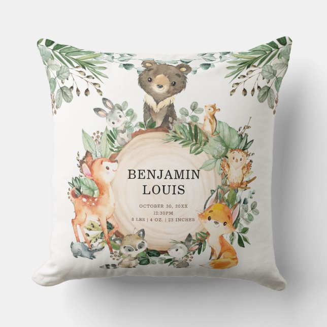 Greenery Woodland Baby Animals Kinderzimmer Keepak Kissen (Vorderseite)