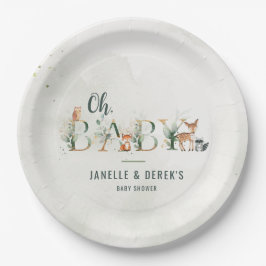 Greenery Woodland Baby Shower Pappteller