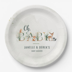Greenery Woodland Baby Shower Pappteller
