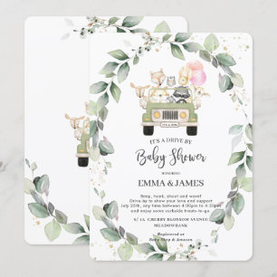 Greenery Woodland Drive by Baby Shower Girl Einladung