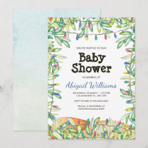 Greenery Woodland Garden Party Babydusche Einladung