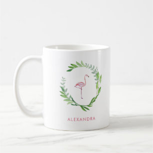 Greenery Wreath Rosa Flamingo Kaffeetasse