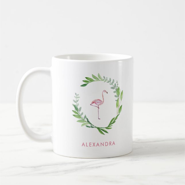 Greenery Wreath | Rosa Flamingo Kaffeetasse (Links)