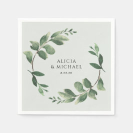 Greenery Wreath Sage Green Wedding Napkins Serviette