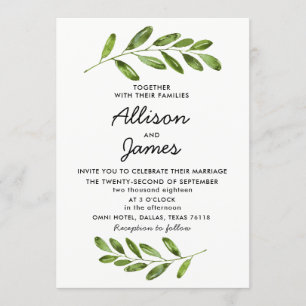 Greenery Wreath Verlasst Moderne Hochzeitseinladun Einladung