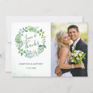 Greenery Wreath Wedding Foto Dankeskarte