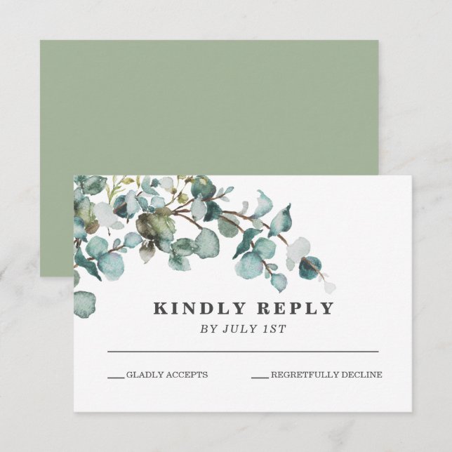 Greenery Wreath wedding RSVP Card Karte (Vorne/Hinten)