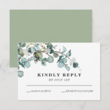 Greenery Wreath wedding RSVP Card