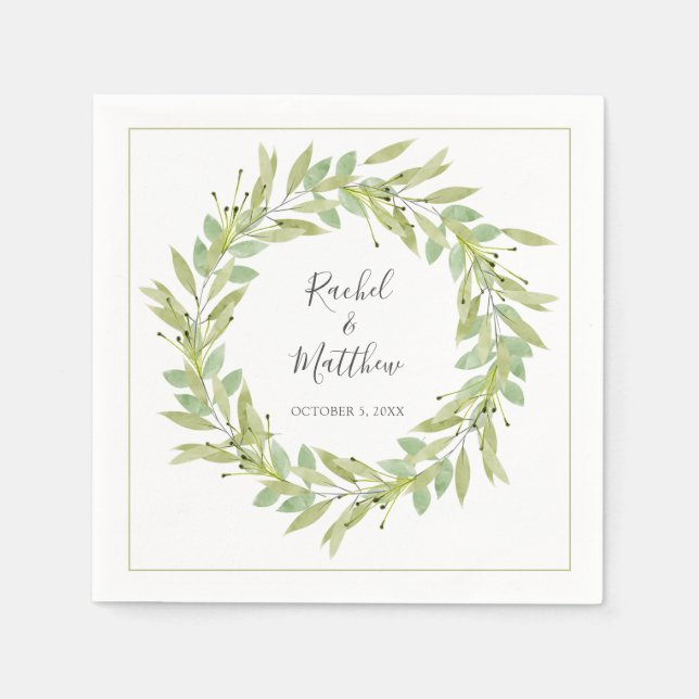 Greenery Wreath Wedding Serviette (Vorderseite)
