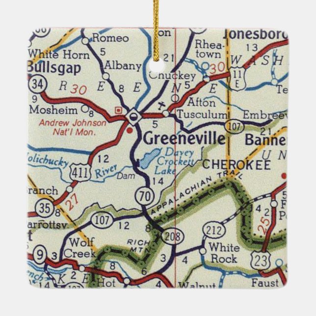 Greeneville TN Keramikornament (Rückseite)