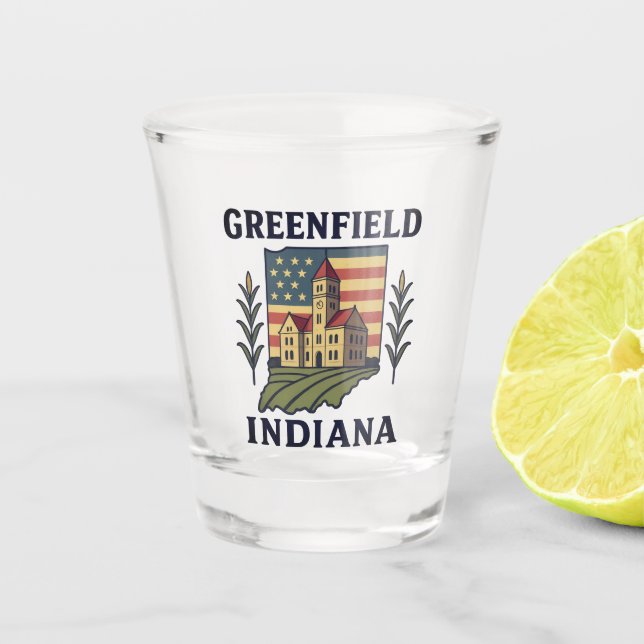 Greenfield Indiana American Flag Schnapsglas (Vorderseite)