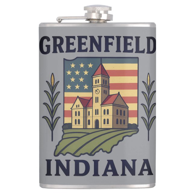 Greenfield Indiana Courthouse Patriotic Flachmann (Vorderseite)