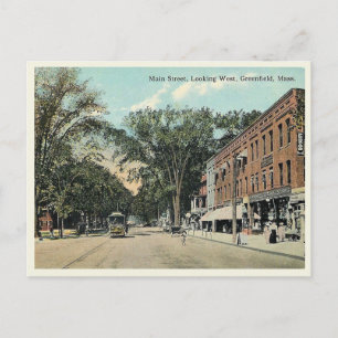 Greenfield Massachusetts Main Street Vintage Postkarte