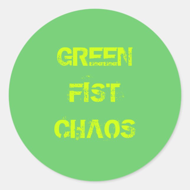 GREENFISTCHAOS RUNDER AUFKLEBER (Vorderseite)