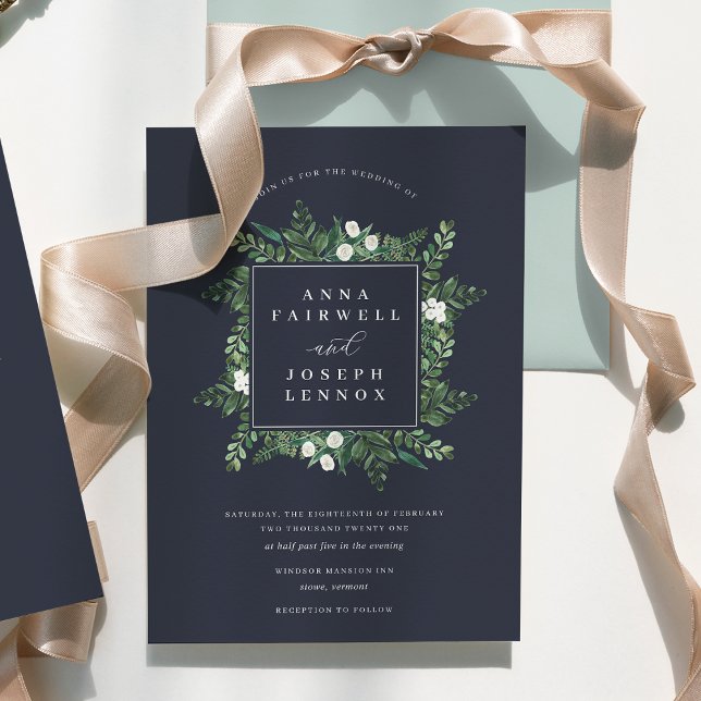 Greenhouse | Botanische Hochzeit in elegantem Wass Einladung (Von Creator hochgeladen)