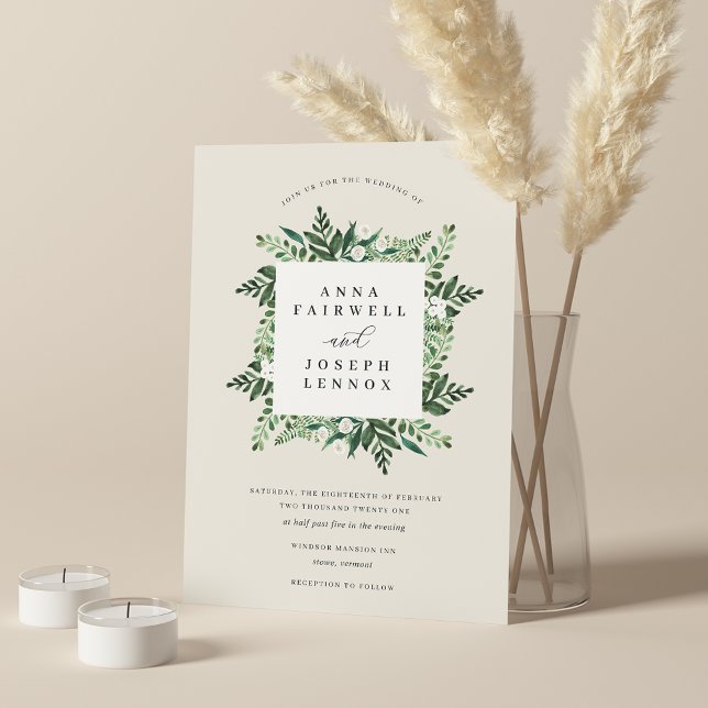 Greenhouse | Botanische Hochzeit in elegantem Wass Einladung (Von Creator hochgeladen)
