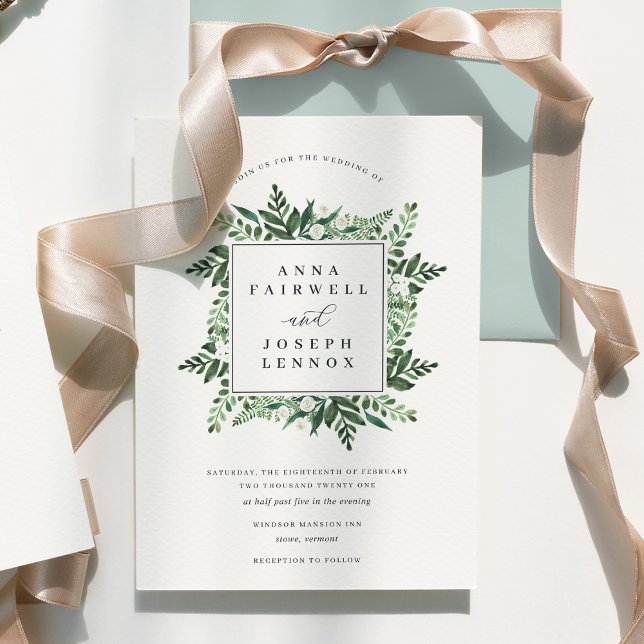 Greenhouse | Botanische Hochzeit in elegantem Wass Einladung (Von Creator hochgeladen)