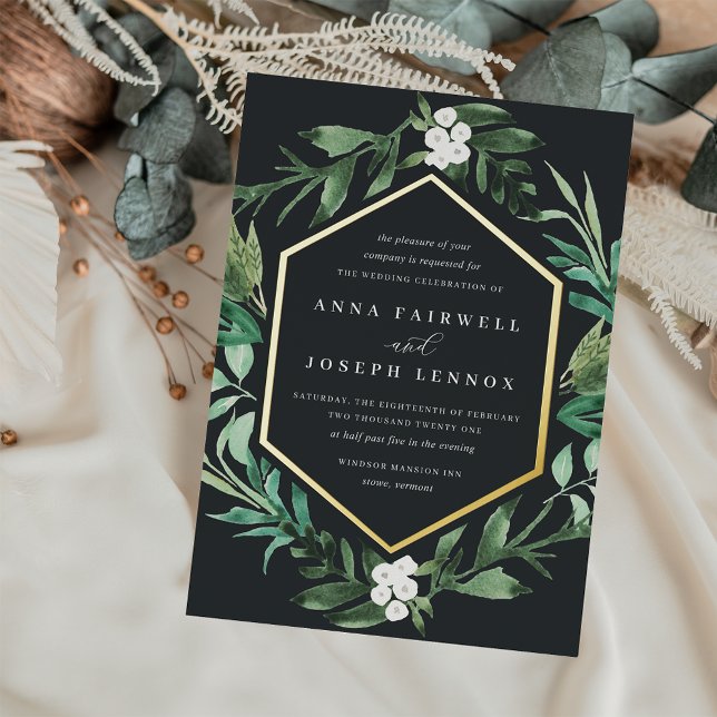 Greenhouse | Botanische Hochzeit mit Wasserfarbe Folieneinladung (Von Creator hochgeladen)