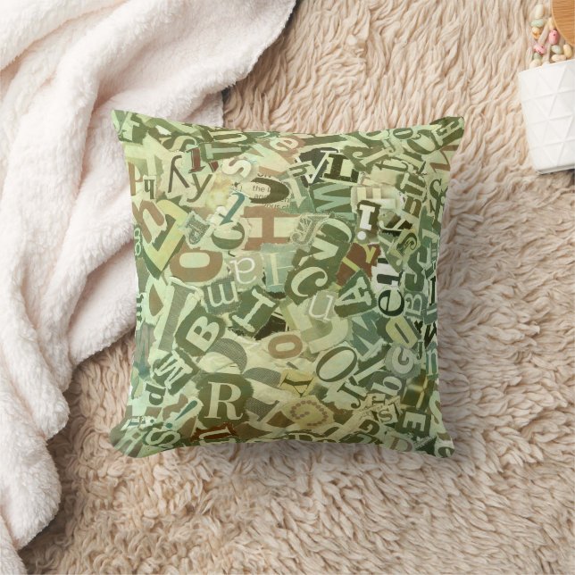 Greenish Alphabet Pillow Kissen (Decke)