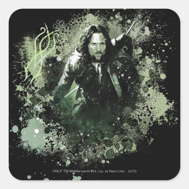 Greenish Aragorn Vector Collage Quadratischer Aufkleber (Vorderseite)