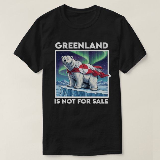 Greenland Is Not For Sale Polar Bear Aurora T-Shirt (Design vorne)