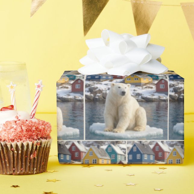 Greenland Polar Bear On an Ice Floe Geschenkpapier (Geburtstagsparty)