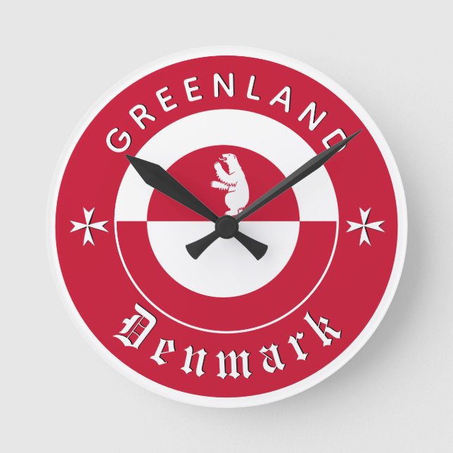 Greenland Wall Clock, Bear, Greenland Flag Runde Wanduhr (Vorderseite)