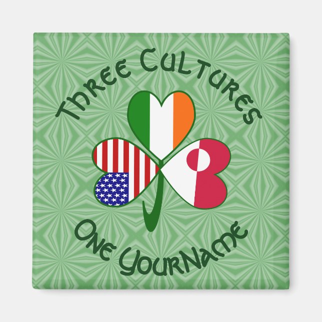 Greenlander Irish American Flags Kleeblatt Name Magnet (Vorne)