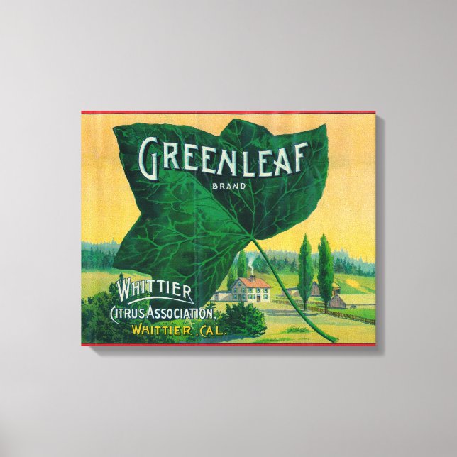 Greenleaf Lemon LabelWhittier, CA Leinwanddruck (Vorderseite)