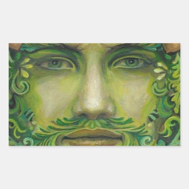 Greenman Rechteckiger Aufkleber (Vorderseite)
