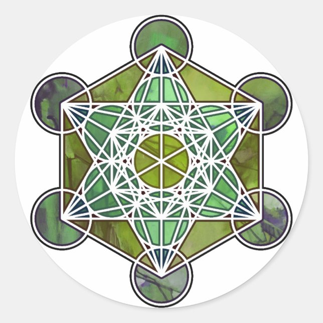 GreenMetatronCube Runder Aufkleber (Vorderseite)