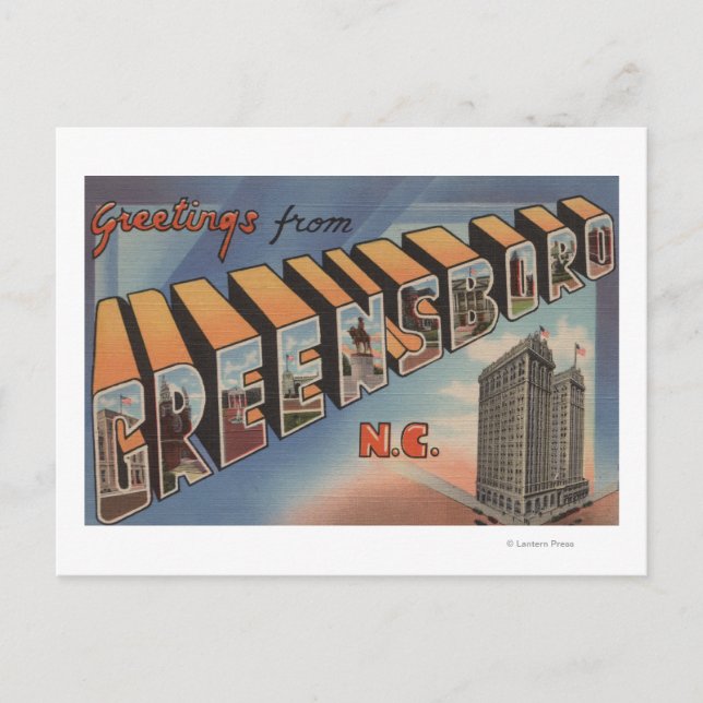 Greensboro, North Carolina - Große Briefszenen Postkarte (Vorderseite)