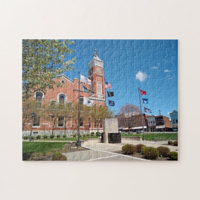Greensburg Indiana Courthouse puzzle au printemps (Horizontal)