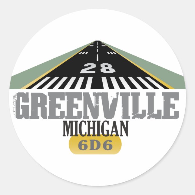 Greenville MI - Flughafen-Rollbahn Runder Aufkleber (Vorderseite)