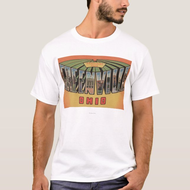 Greenville, Ohio - große Buchstabe-Szenen T-Shirt (Vorderseite)