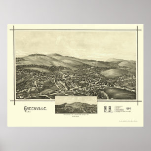 Greenville, panoramische Karte NH - 1886 Poster